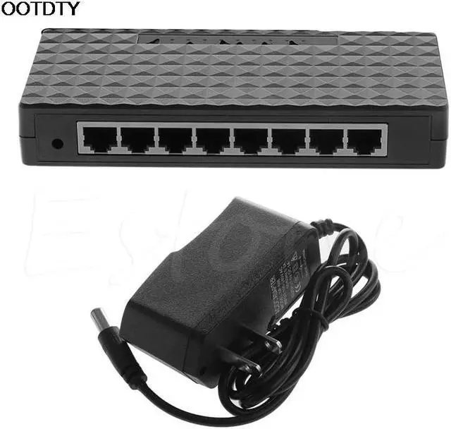 Alt view image 6 of 7 - 8 port RJ-45 10/100/1000 Gigabit Ethernet Network Desktop Switch High Speed
