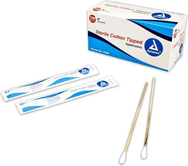 Main image of Sterile Cotton Tipped Applicators Sterile, 6 inch, 2 per pouch of 100, total 200 pcs