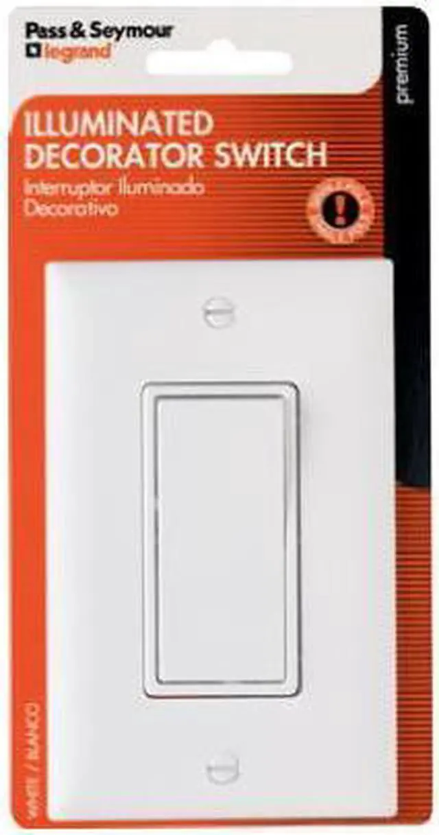 Alt view image 2 of 2 - Pass & Seymour, TM870WSLCCC5WP, 15A, 120/277V, White Premium Grade Decorator Single Pole Lighted Quiet Switch