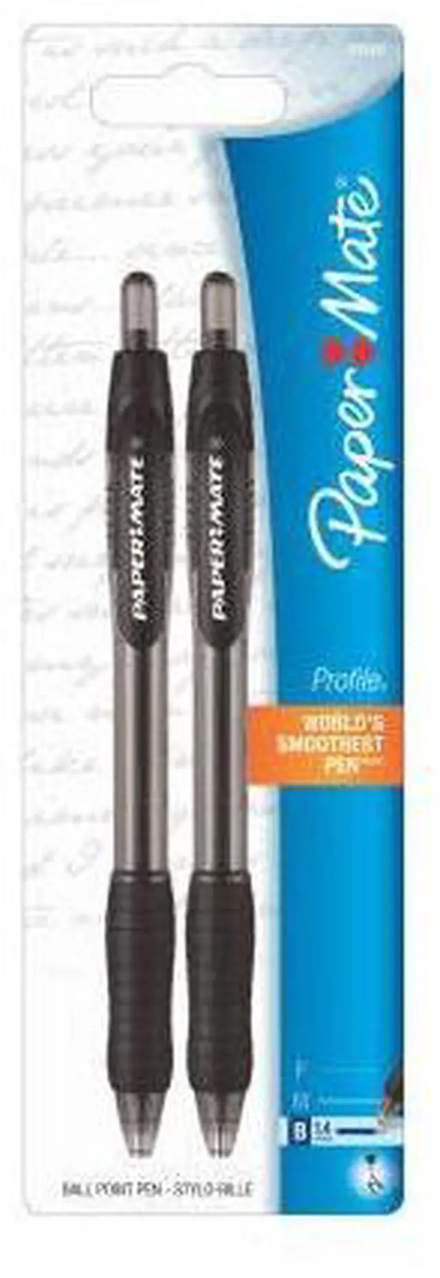 Alt view image 4 of 5 - Paper Mate Ballpoint Pen 1.4mm 2/PK Translucent Black Barrel/BK Ink 89468