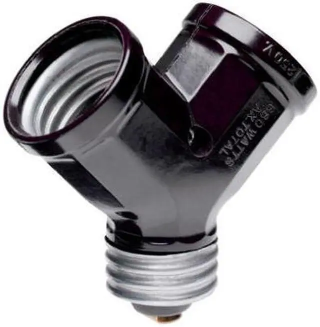 Alt view image 3 of 3 - Pass & Seymour, 128, 15A, 125V, 600W, Single Lamp Holder to Twin Adapter Easy Converting Adapter