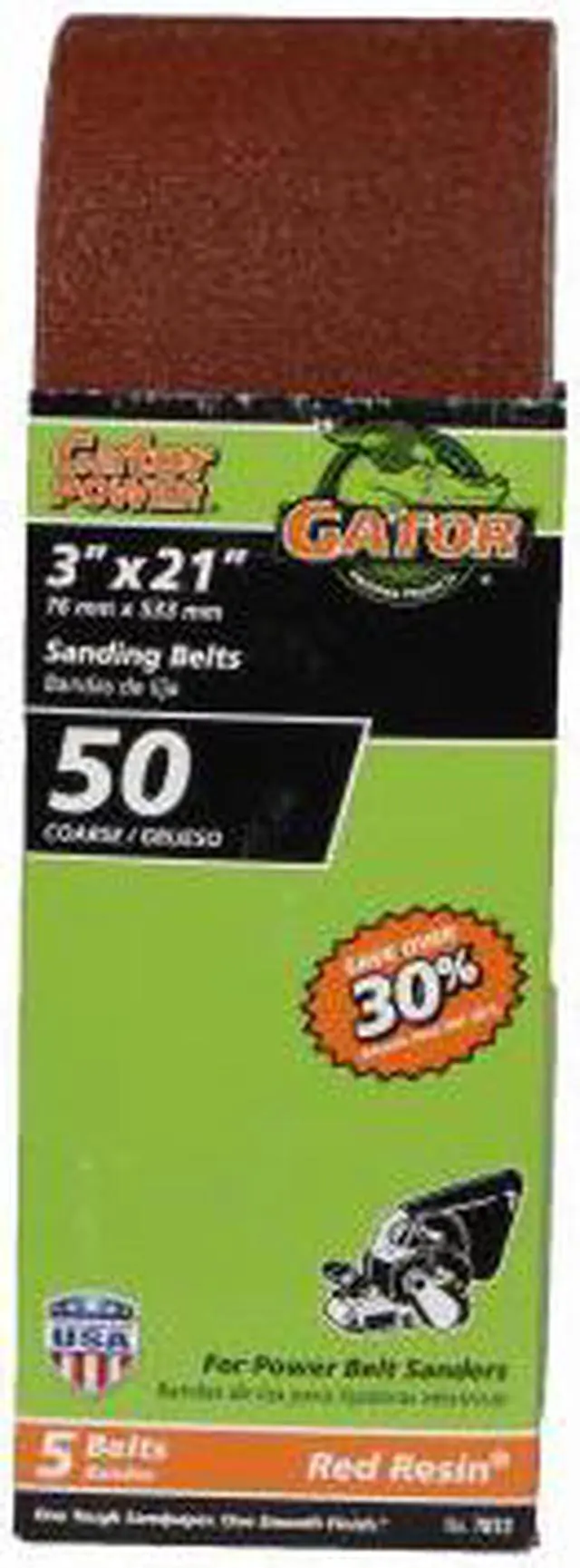 Alt view image 4 of 5 - Ali Industries 7012 3X21 50-Grit Aluminum Oxide Belt 5-Pack Aluminum Oxide - Pac
