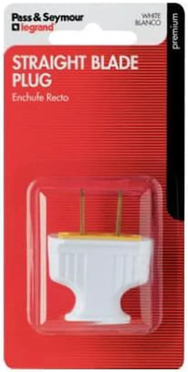 Alt view image 2 of 2 - Thermoplastic Flat Plug, 125V, 15-Amp, White Pass and Seymour Outlet Adapters