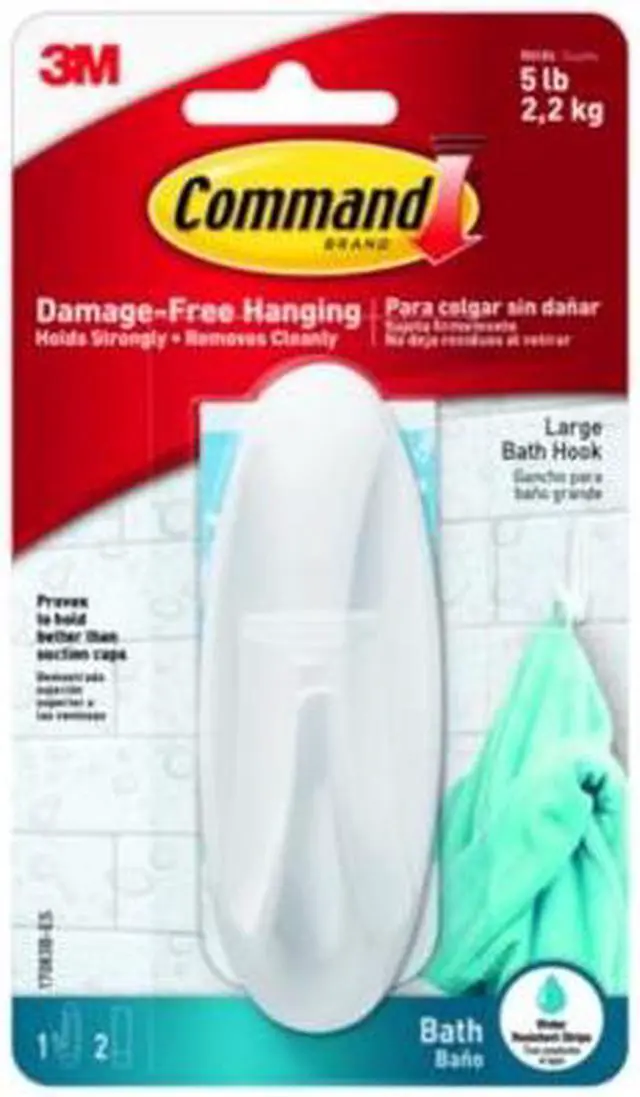 Alt view image 6 of 7 - 3M 17083B Command Designer Large Bath Hook 1 hook, 2 strips
