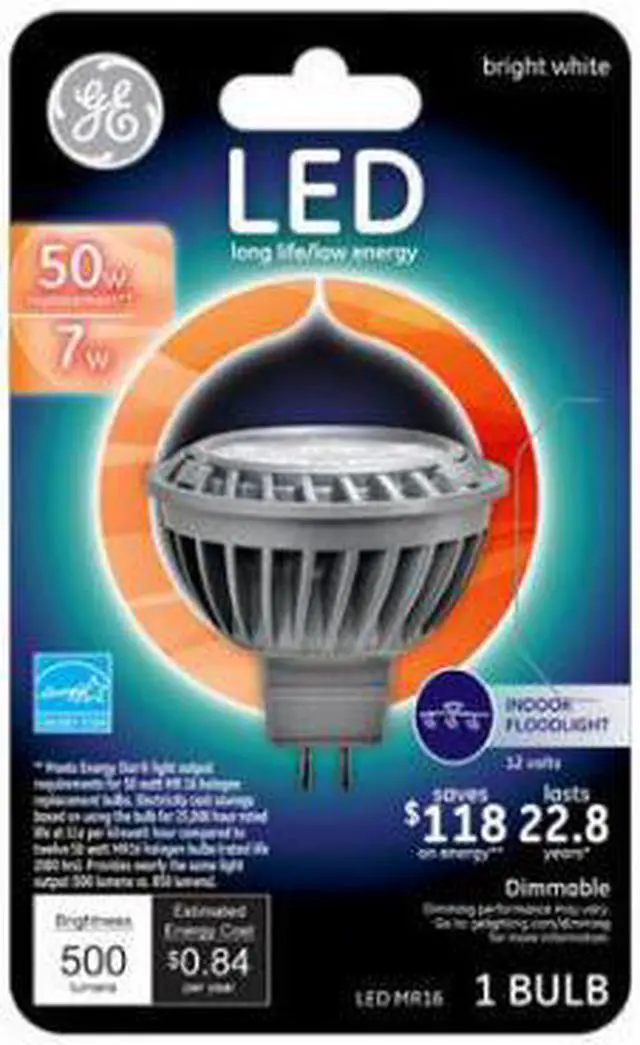 Main image of GE Lighting 93095551 LED Flood Light Bulb, Bright White, Clear, MR16, 500 Lumens, 7-Watts - Quantity 1