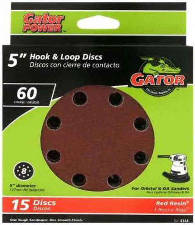 Alt view image 2 of 5 - Ali Industries 4144 5-Inch 60-Grit 8-Hole Hook &  Loop 15-Pack Hook &  L