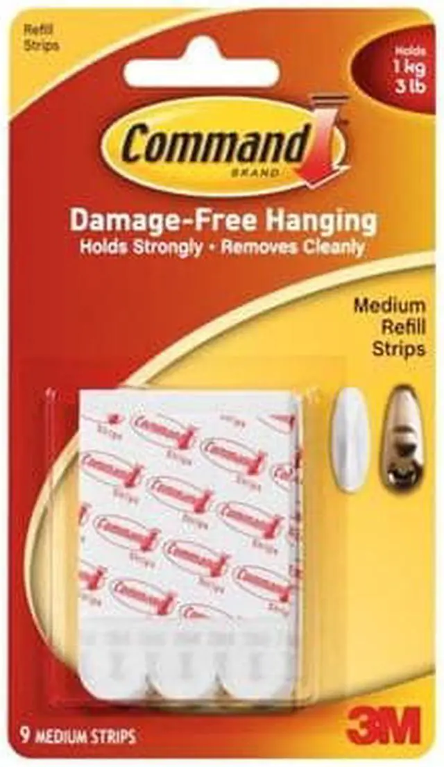 Alt view image 5 of 15 - Command Medium Refill Mounting Adhesive Strip (9 Count) 17021P-ES-9PK - OEM