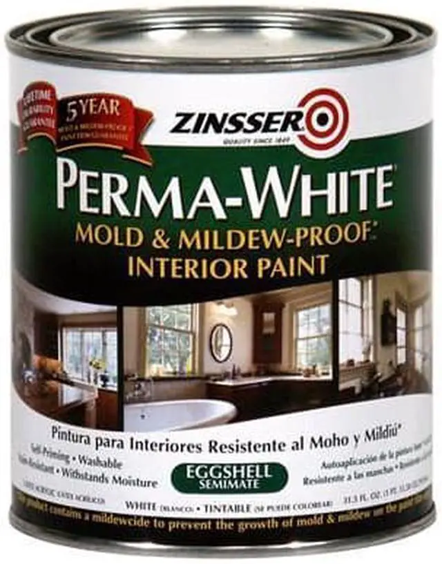 Alt view image 3 of 8 - ZINSSER 2774 Interior Paint, Eggshell, Water Base, White, 1 qt
