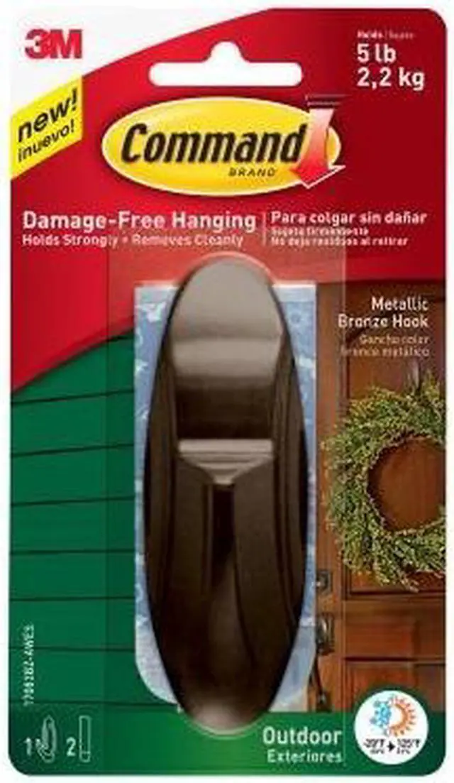 Alt view image 4 of 11 - 3M Command Outdoor Metallic Bronze Hook 17083BZ-AWES