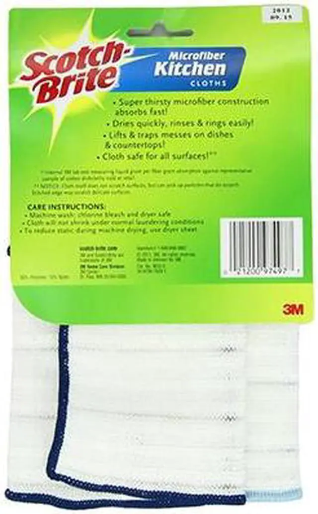 Alt view image 4 of 9 - 3M 90322 Microfiber Kitchen Cleaning Cloth, White, 2/Pack, 1 Pack