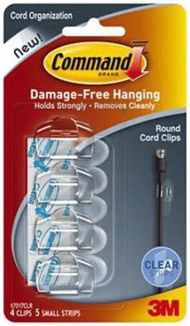 Alt view image 8 of 20 - Cord Clip, Round, with Adhesive, 0.75"w, Clear, 4/Pack 17017CLRES