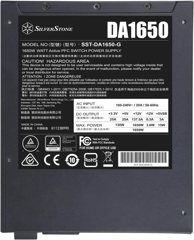 Alt view image 2 of 7 - SilverStone Technology DA1650, 1650W Fully Modular ATX Power Supply, 80 Plus Gold, SST-DA1650-G
