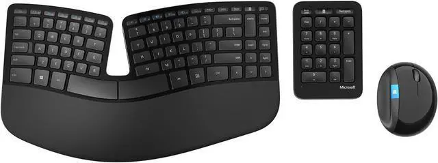 Main image of Microsoft Sculpt Ergonomic Wireless Desktop USB L5V-00003 Keyboard and Mouse Combo Black English French