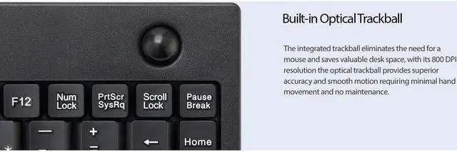Alt view image 4 of 11 - Adesso AKB-310UB - Mini Trackball USB Keyboard, Black