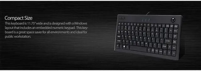 Alt view image 5 of 11 - Adesso AKB-310UB - Mini Trackball USB Keyboard, Black