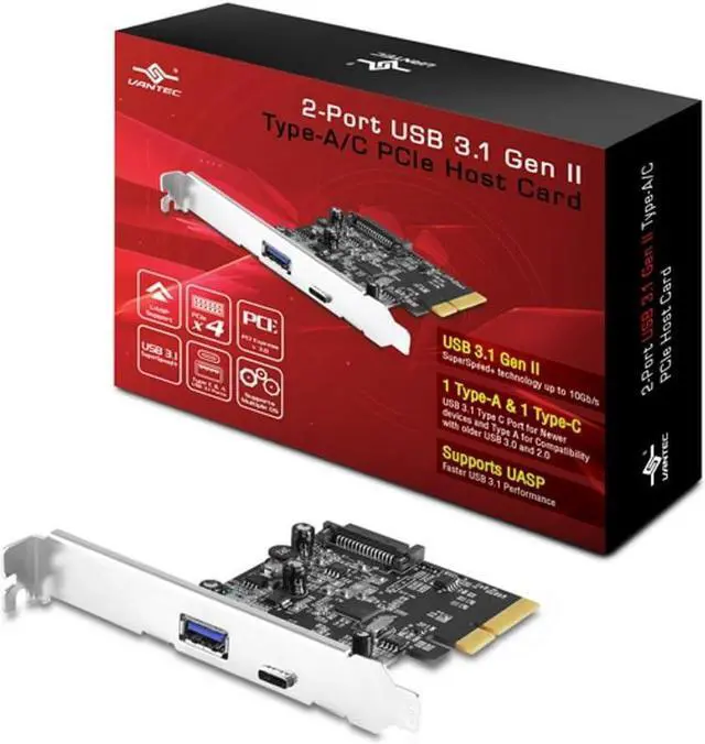 Main image of VANTEC 2-Port USB 3.1 Gen II Type A/C PCIe Host Card Model UGT-PC371AC
