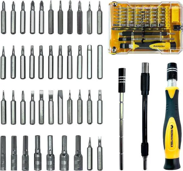Alt view image 4 of 5 - Rockman Tools Basics 45 PCS Precision Screwdriver Bit Set- 1PC Precision Bits Driver, 1PC 120mm Precision Magnetic Holder, 1PC 120mm Precision Spring Tube