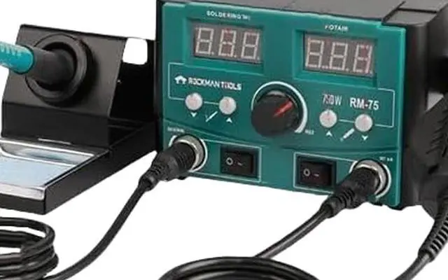 Main image of Soldering Station, Rockman Tools 2 in 1 Soldering & Hot/Cooling Air Conversion, LCD, Auto Sleep Protection, 480 Celsius Fast Heating with 4 Extra High Quality Tips and 4 Types Air Nozzles