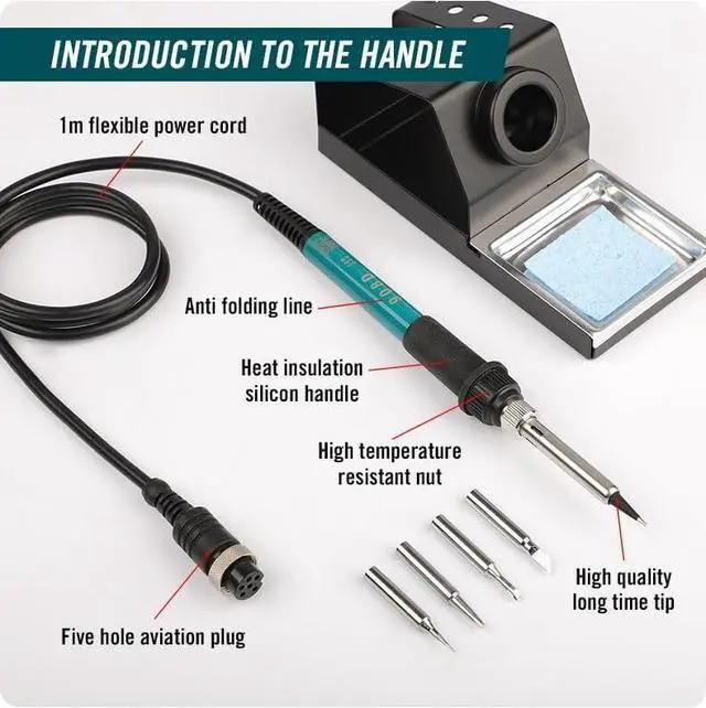 Alt view image 6 of 6 - Soldering Station, Rockman Tools 2 in 1 Soldering & Hot/Cooling Air Conversion, LCD, Auto Sleep Protection, 480 Celsius Fast Heating with 4 Extra High Quality Tips and 4 Types Air Nozzles