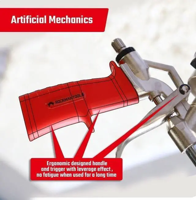 Alt view image 5 of 7 - Foamgun,Rockman Tools Expanding Foam Gun, Professional Exquisite Foaming Gun, Double Sealing Structure, Copper Alloy Nozzle Precision Machining (Red)