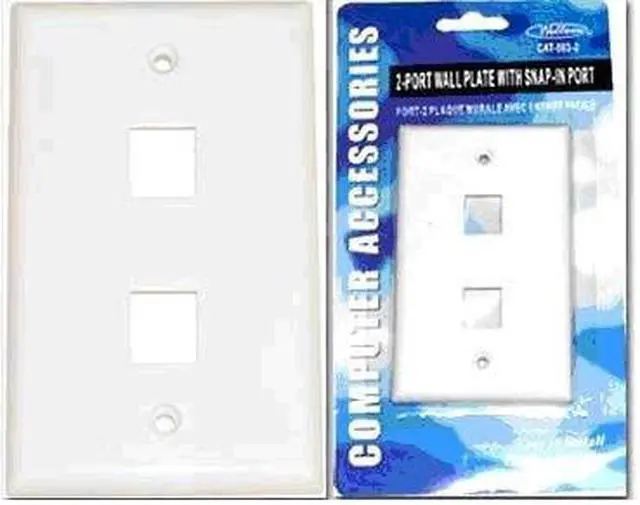 Main image of Pack of 12 White 2 Port Wall Plate w/Snap in Port