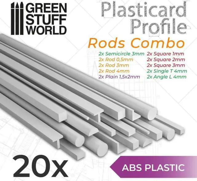 Main image of Green Stuff World ABS Plasticard - Profile - 20x Rods Variety Pack 9200
