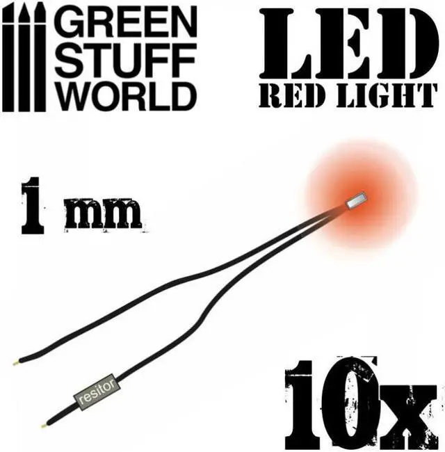 Main image of Green Stuff World for Models and Miniatures  Red LED Lights - 1mm 1384
