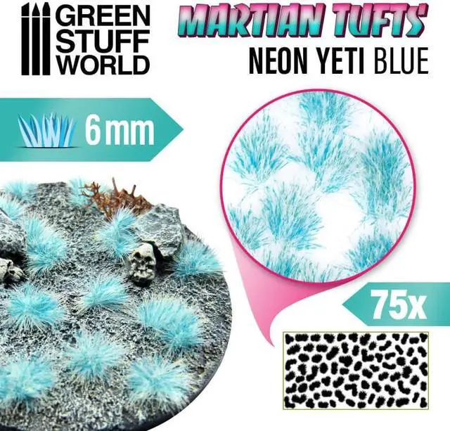 Main image of Green Stuff World Martian Tufts for Models and Miniatures  Neon Yeti Blue 6mm 10684