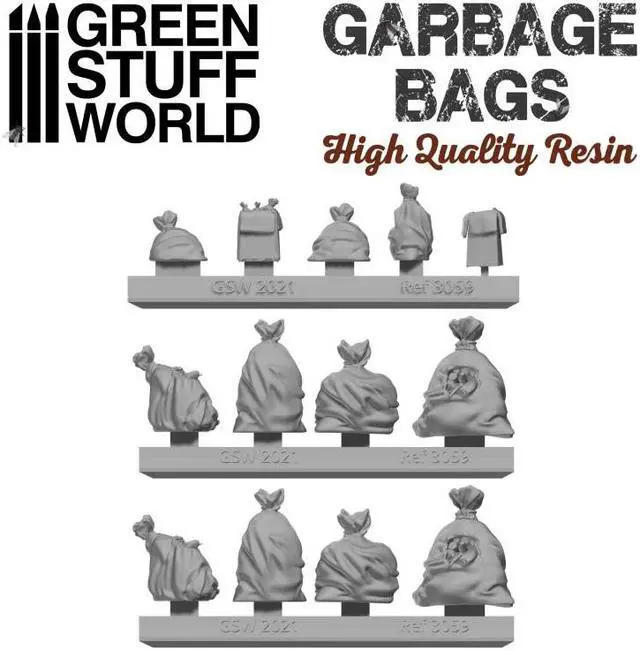 Alt view image 2 of 3 - Green Stuff World Resin Garbage bags 3059