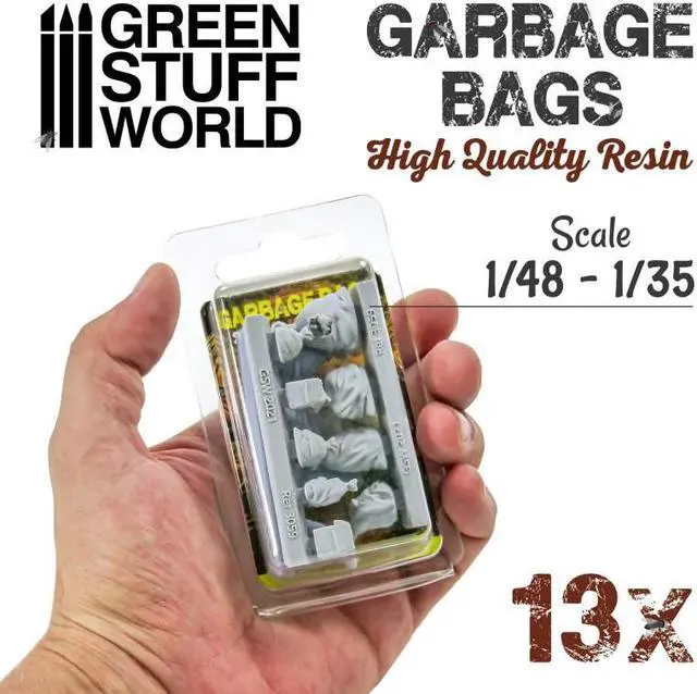 Alt view image 3 of 3 - Green Stuff World Resin Garbage bags 3059
