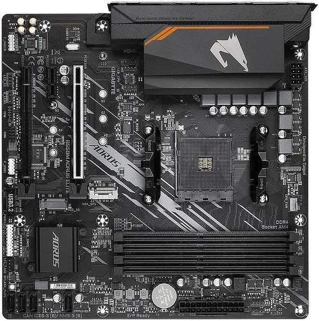 Alt view image 9 of 18 - Gigabyte AMD B550 AORUS ELITE Socket AM4 Micro ATX DDR4-SDRAM Motherboard