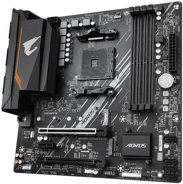 Alt view image 11 of 18 - Gigabyte AMD B550 AORUS ELITE Socket AM4 Micro ATX DDR4-SDRAM Motherboard