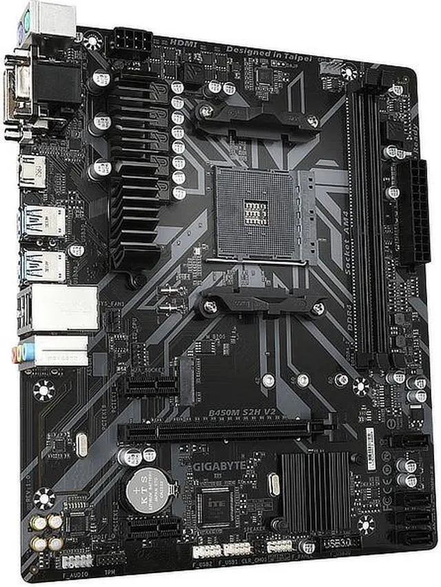 Alt view image 2 of 4 - Gigabyte B450M S2H V2 Socket AM4 AMD B450 DDR4 Micro ATX Motherboard (B450M S2H V2)