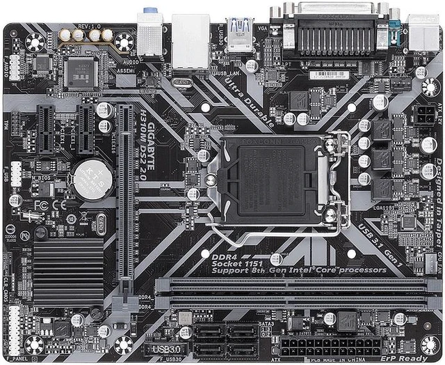 Alt view image 2 of 9 - H310M DS2 2.0 LGA 1151 Intel H310 DDR4 Micro ATX Motherboard (H310M DS2 2.0)
