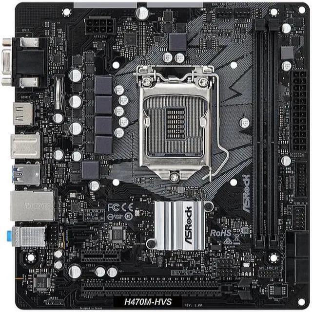 Alt view image 6 of 9 - ASRock H470M-HVS LGA 1200 Intel H470 SATA 6Gb/s Micro ATX Intel Motherboard
