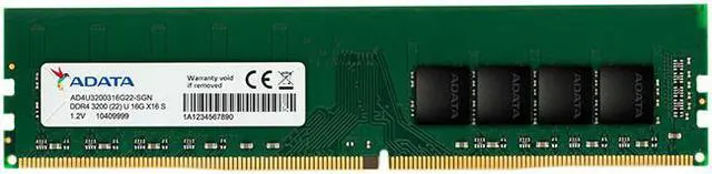 Main image of ADATA 16GB (1 x 16GB) 288-pin DIMM DDR4 3200 MHz CL22 Memory (AD4U320016G22-SGN)