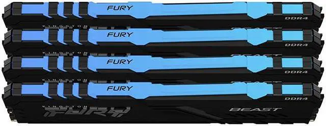Alt view image 2 of 14 - Kingston FURY Beast RGB 128GB (4 x 32GB) 288-pin DIMM DDR4 3200 MHz CL16 RGB LED Memory (KF432C16BBAK4/128)