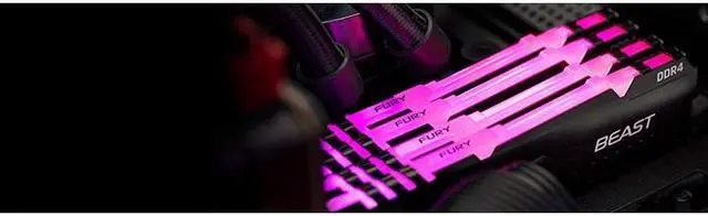Alt view image 7 of 14 - Kingston FURY Beast RGB 128GB (4 x 32GB) 288-pin DIMM DDR4 3200 MHz CL16 RGB LED Memory (KF432C16BBAK4/128)