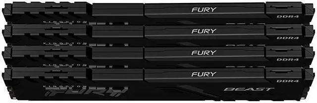 Alt view image 2 of 12 - Kingston FURY Beast 64GB (4 x 16GB) 288-pin DIMM DDR4 2666 MHz CL16 Black Memory (KF426C16BBK4/64)