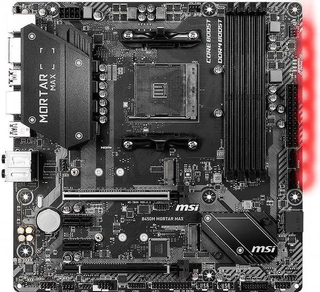 Alt view image 2 of 15 - B450M Mortar Max Socket AM4 AMD B450 DDR4 Micro ATX Motherboard (B450M MORTAR MAX)
