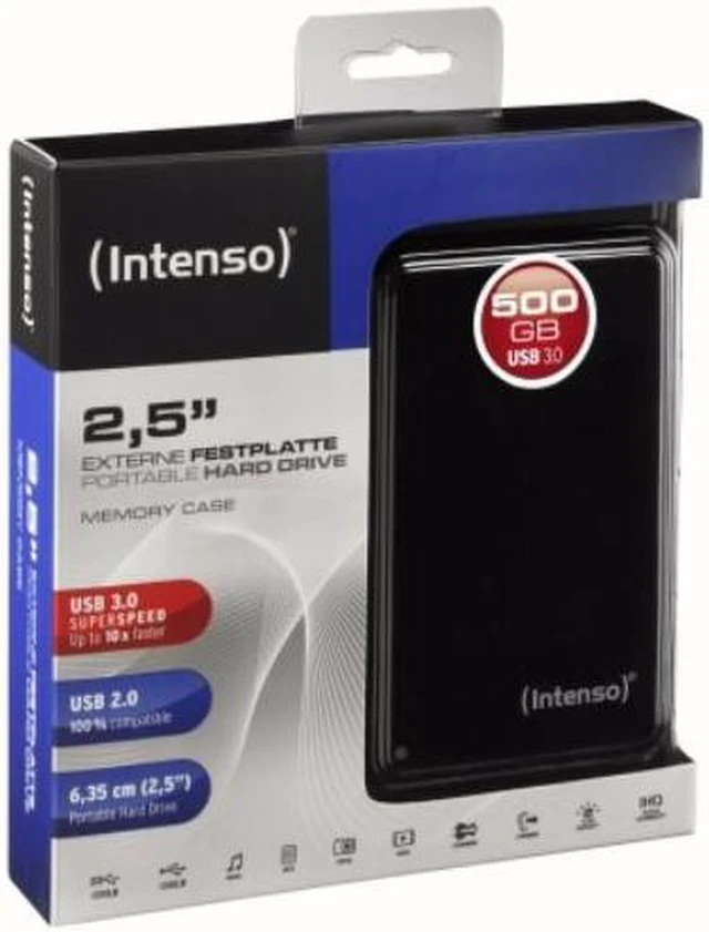 Alt view image 3 of 3 - Intenso 500GB Portable Hard Drive USB 3.0 Model 6021530 Black
