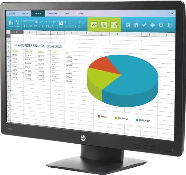 Alt view image 3 of 6 - HP ProDisplay P203 - LED monitor - 20" (20.0" viewable) - 1600 x 900 - VA - 250 cd/m² - 1000:1 - 5 ms - VGA, DisplayPort - black - promo