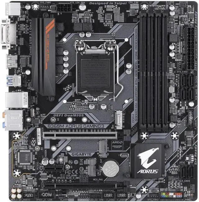 Alt view image 3 of 6 - GIGABYTE B360M AORUS GAMING 3 LGA 1151 (300 Series) Intel B360 HDMI SATA 6Gb/s USB 3.1 Micro ATX Intel Motherboard