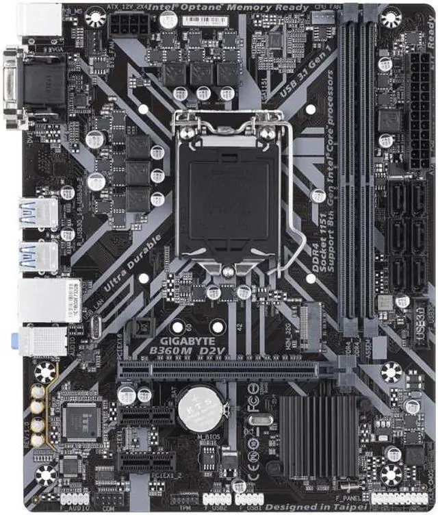 Alt view image 5 of 6 - Gigabyte Intel B360M D2V Socket LGA 1151 DDR4 Micro ATX Motherboard (B360M D2V)