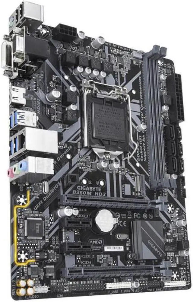 Alt view image 4 of 6 - Gigabyte Intel B360M HD3 Socket LGA 1151 DDR4 Micro ATX Motherboard (B360M HD3)