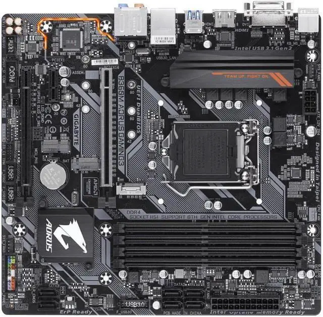 Alt view image 4 of 6 - GIGABYTE B360M AORUS GAMING 3 LGA 1151 (300 Series) Intel B360 HDMI SATA 6Gb/s USB 3.1 Micro ATX Intel Motherboard