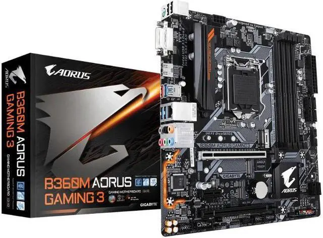 Alt view image 6 of 6 - GIGABYTE B360M AORUS GAMING 3 LGA 1151 (300 Series) Intel B360 HDMI SATA 6Gb/s USB 3.1 Micro ATX Intel Motherboard