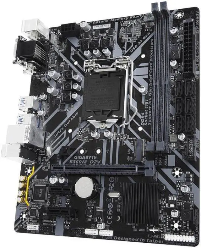 Alt view image 4 of 6 - Gigabyte Intel B360M D2V Socket LGA 1151 DDR4 Micro ATX Motherboard (B360M D2V)