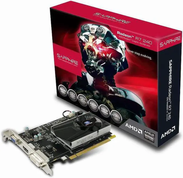 Alt view image 4 of 5 - Sapphire Radeon R7 240 4GB GDDR3 Graphics Card (11216-30-20G)