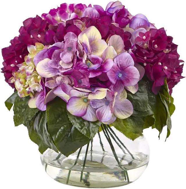 Alt view image 2 of 3 - Nearly Natural 1364-BU Multi-Tone Hydrangea with Vase